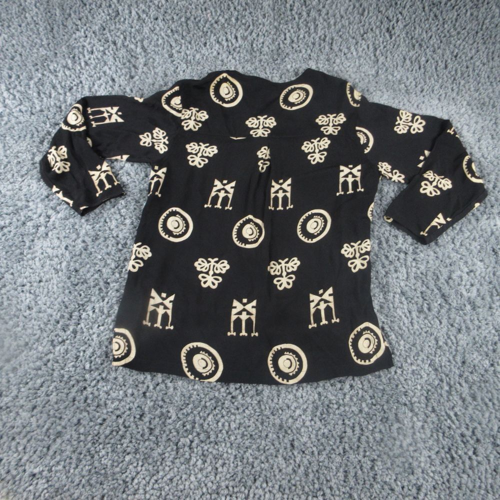 Chico's Design Shirt Womens 1 Black Geometric Long Sleeve Button Up - Picture 8 of 10